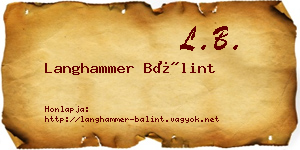 Langhammer Bálint névjegykártya